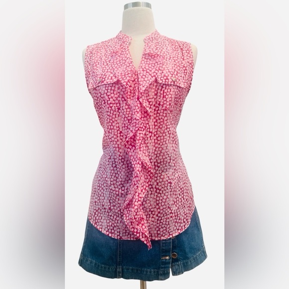 Pink Sleeveless Ruffle Blouse - Picture 2 of 6